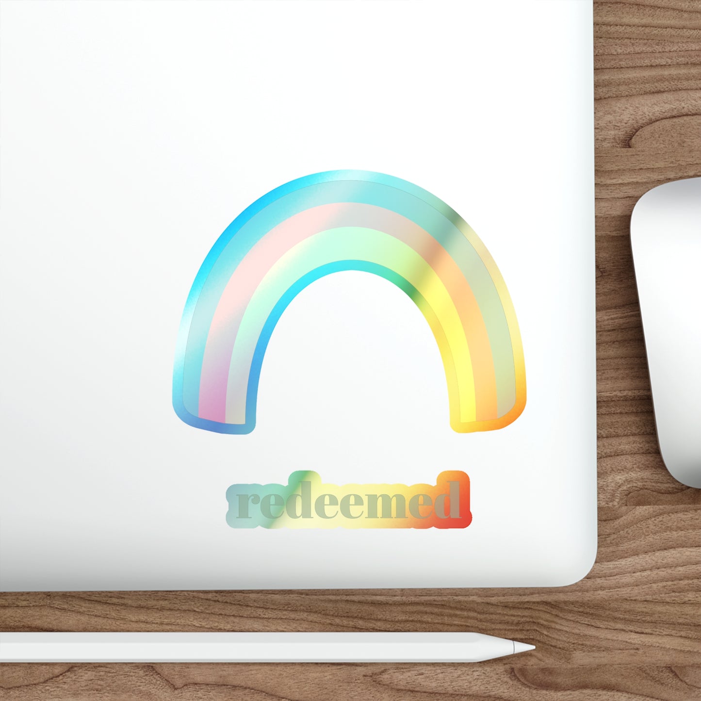 Redeemed Rainbow Holographic Die-cut Sticker, Christian Faith Sticker, Religious Sticker, Inspirational Sticker