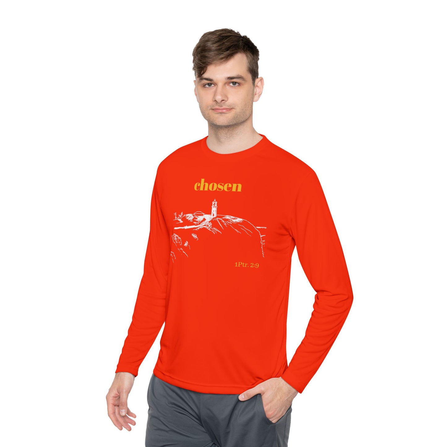 Chosen Lighthouse Longsleeve, Christian Shirt, Light of Faith Unisex Tee, 1 Peter 2:9 Verse Shirt, Comfort Layering Top, Religious Tee