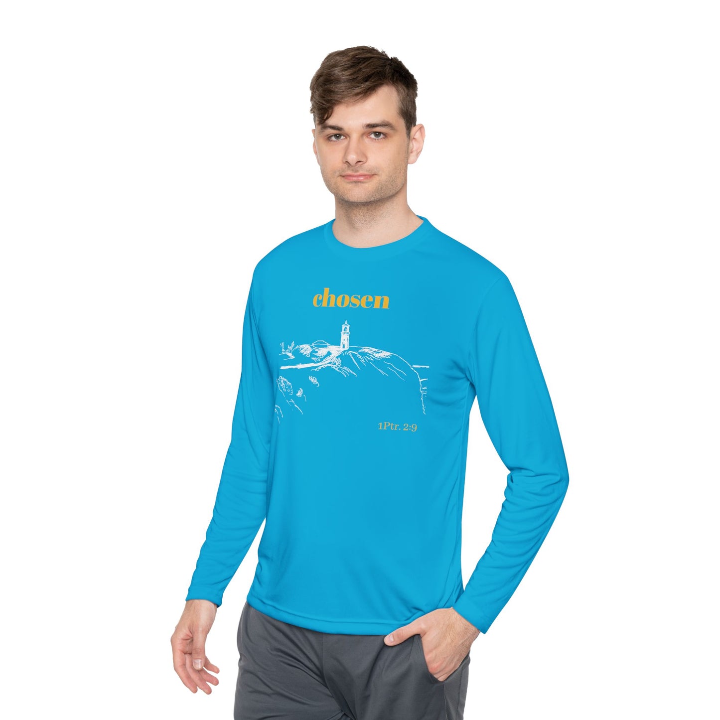 Chosen Lighthouse Longsleeve, Christian Shirt, Light of Faith Unisex Tee, 1 Peter 2:9 Verse Shirt, Comfort Layering Top, Religious Tee