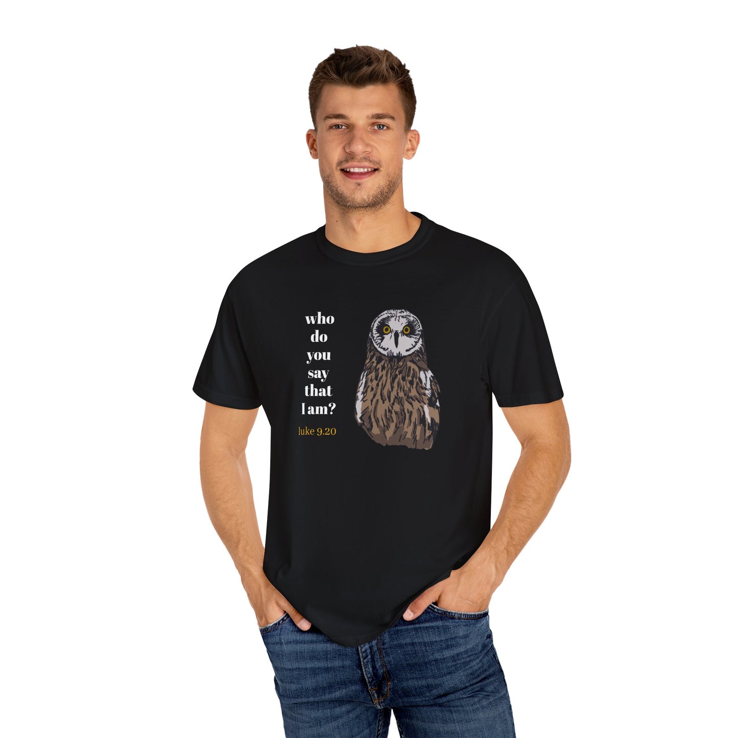 Pueo Who Do You Say That I Am - Owl T-shirt, Hawaiian Barn Owl Bird, Christian Faith Gift, Vintage Style Top, Religious Graphic Apparel