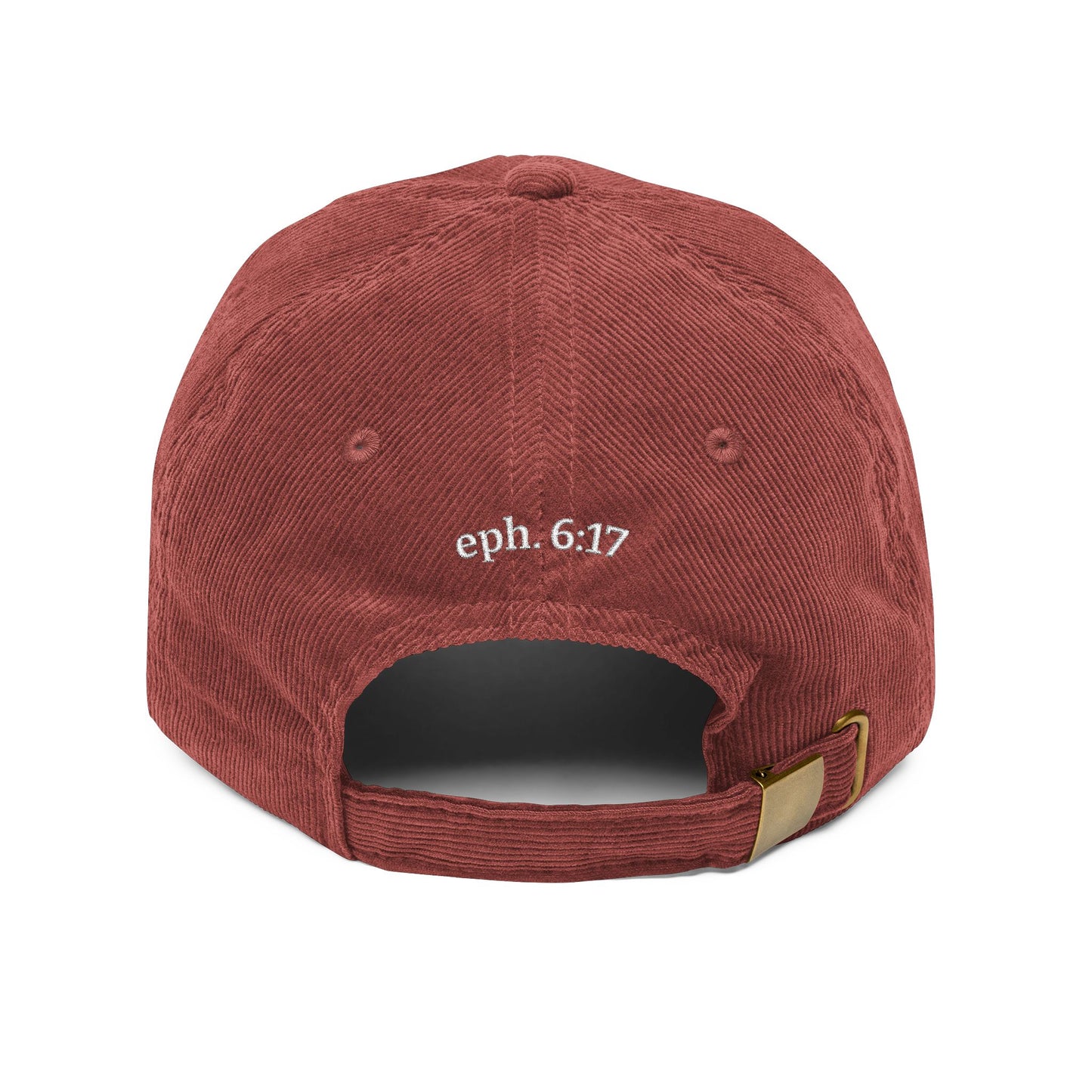 Saved By Grace Corduroy Cap — Embroidered Christian Baseball Hat (Eph. 6:17)
