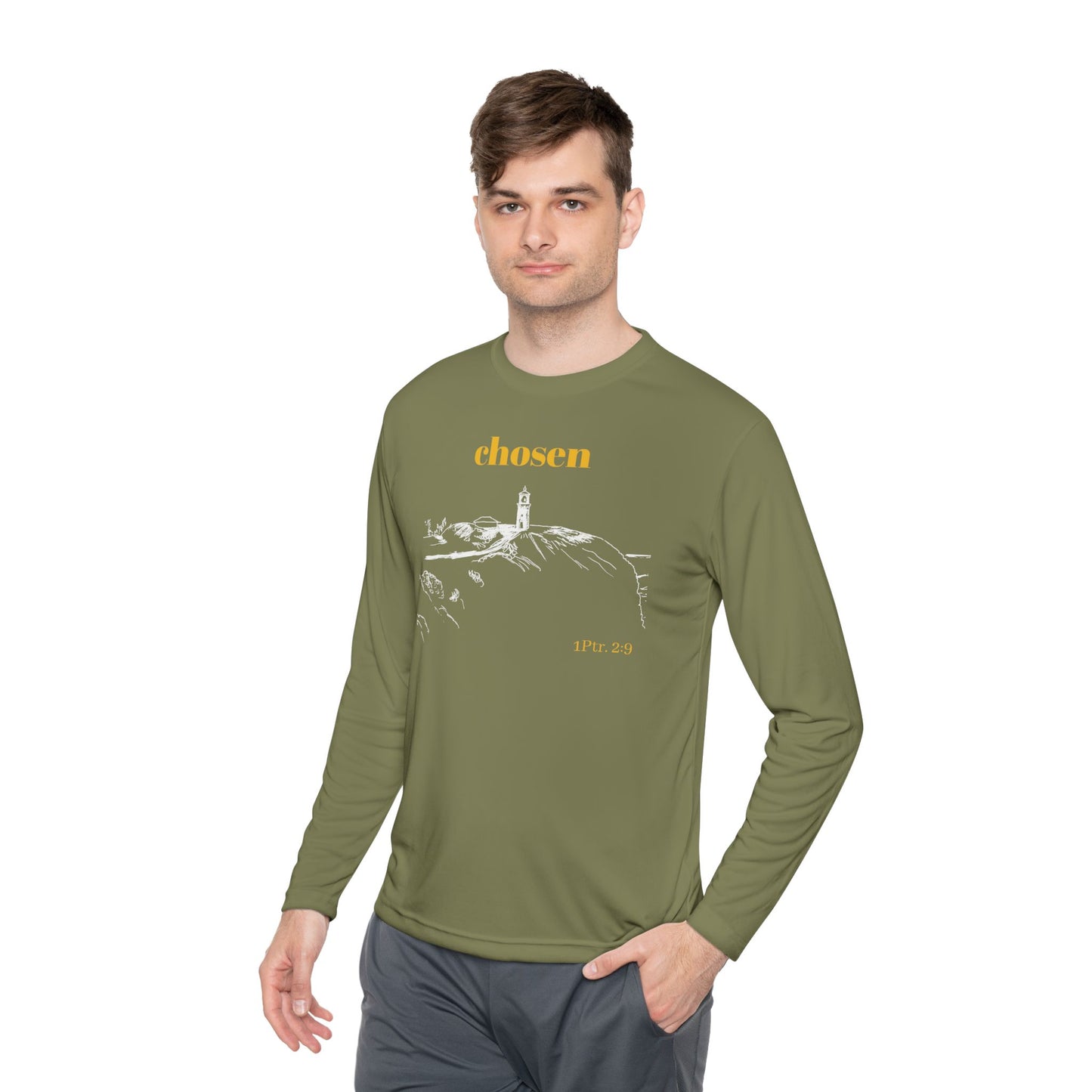 Chosen Lighthouse Longsleeve, Christian Shirt, Light of Faith Unisex Tee, 1 Peter 2:9 Verse Shirt, Comfort Layering Top, Religious Tee