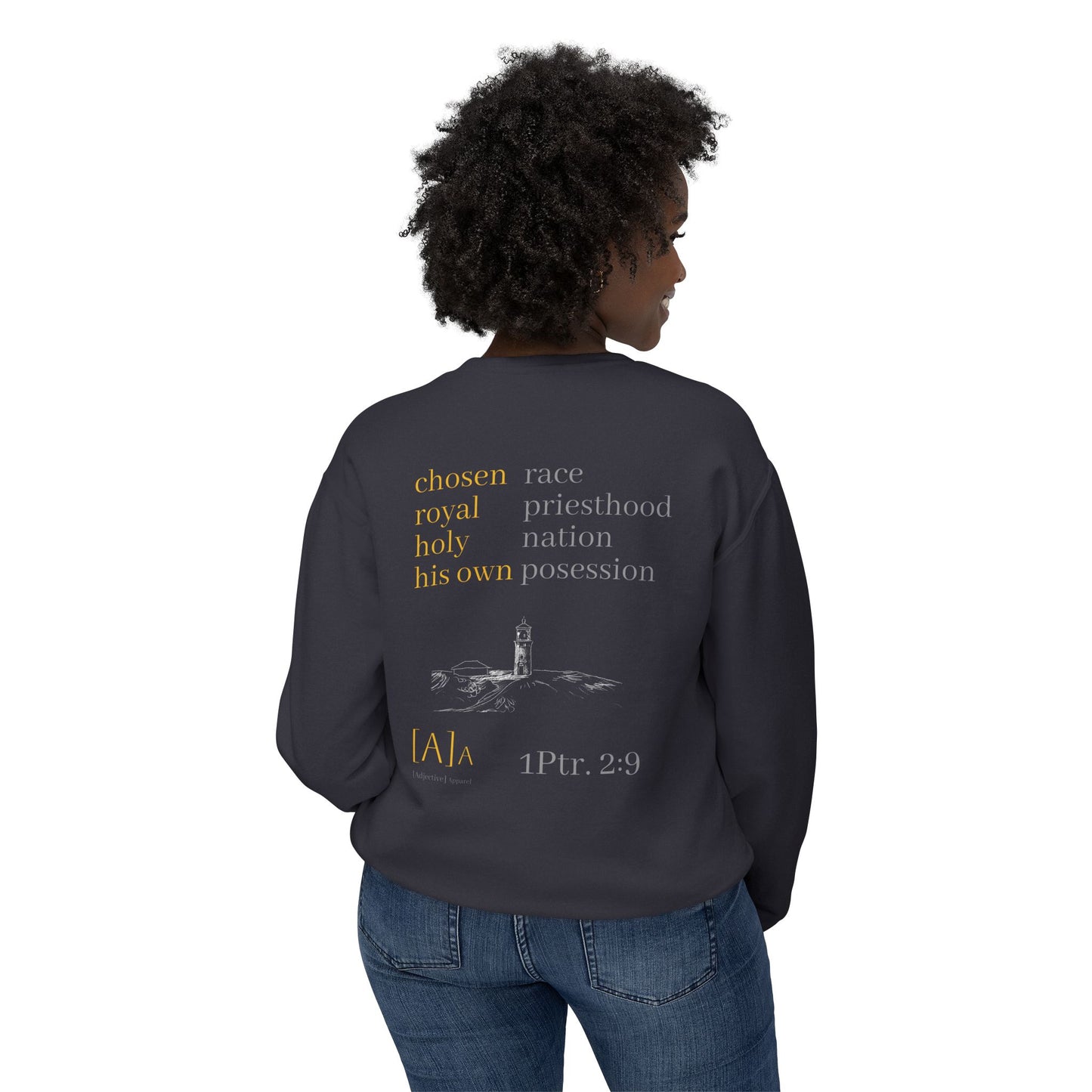 Lighthouse Christian Sweatshirt, Comfort Colors 1466, Unisex Crewneck, 1 Peter 2:9, Kauai Scripture, Lightweight, Cozy Jumper, Religious