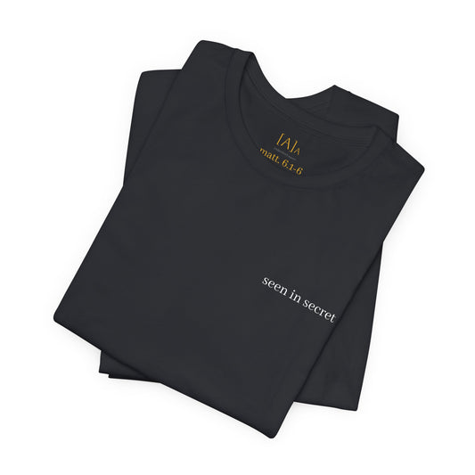Seen in Secret Tee - My Father Sees, Matthew 6 Motivational Shirt, Self-Love Gift, Everyday Style