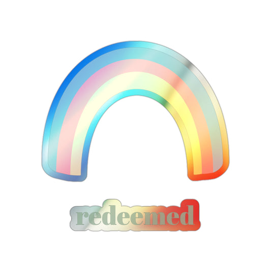 Redeemed Rainbow Holographic Die-cut Sticker, Christian Faith Sticker, Religious Sticker, Inspirational Sticker