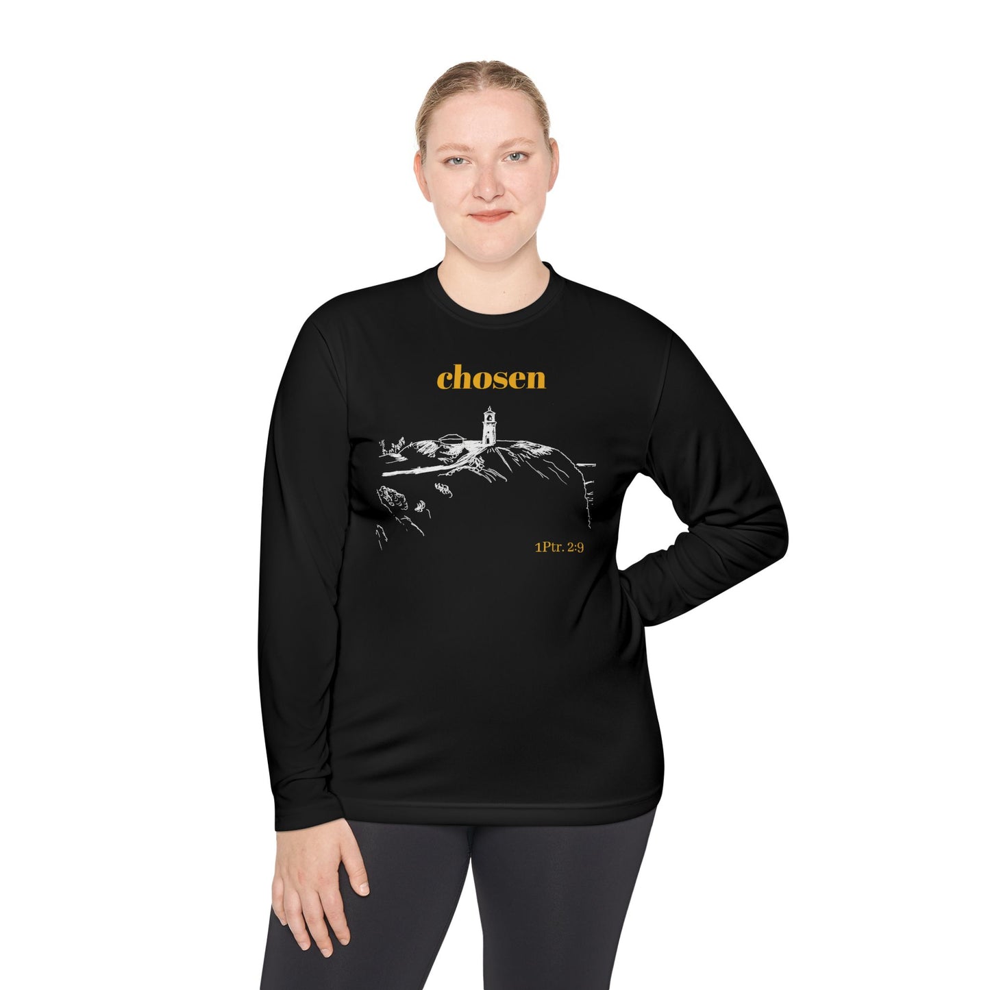 Chosen Lighthouse Longsleeve, Christian Shirt, Light of Faith Unisex Tee, 1 Peter 2:9 Verse Shirt, Comfort Layering Top, Religious Tee
