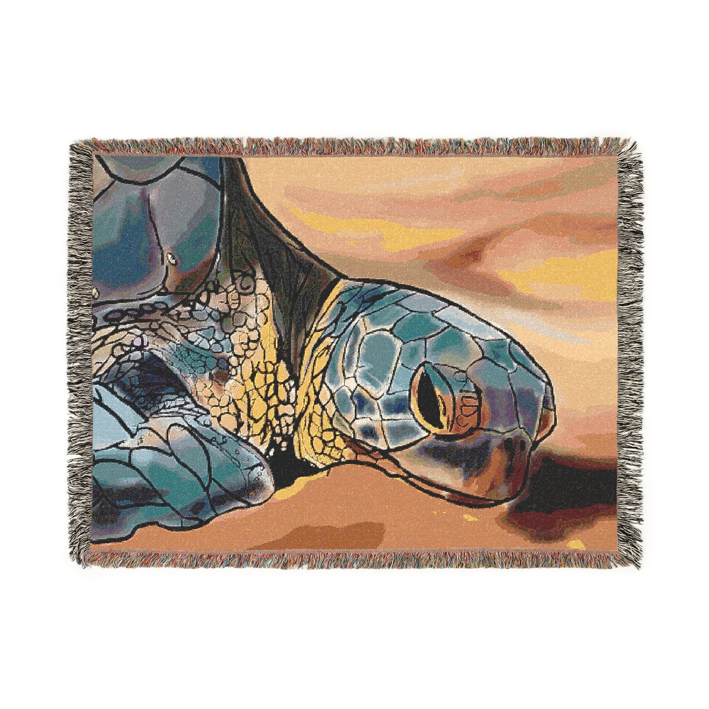 Cozy Turtle Woven Blanket, Ocean Lover Gift, Home Decor, Beach House Accessory, Snuggle up, Nature-Inspired Decor