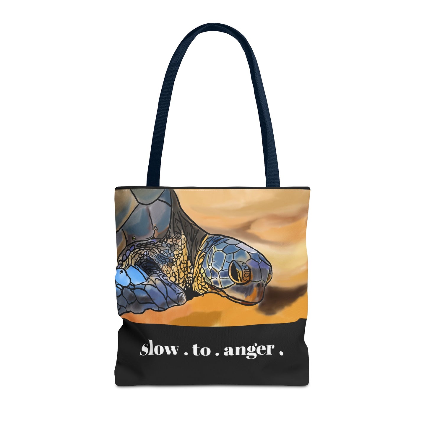 Slow to Anger Tote Bag, Inspirational Eco-Friendly Shopping Bag, Sea Turtle Design, Gift for Nature Lovers, Sustainable Fashion