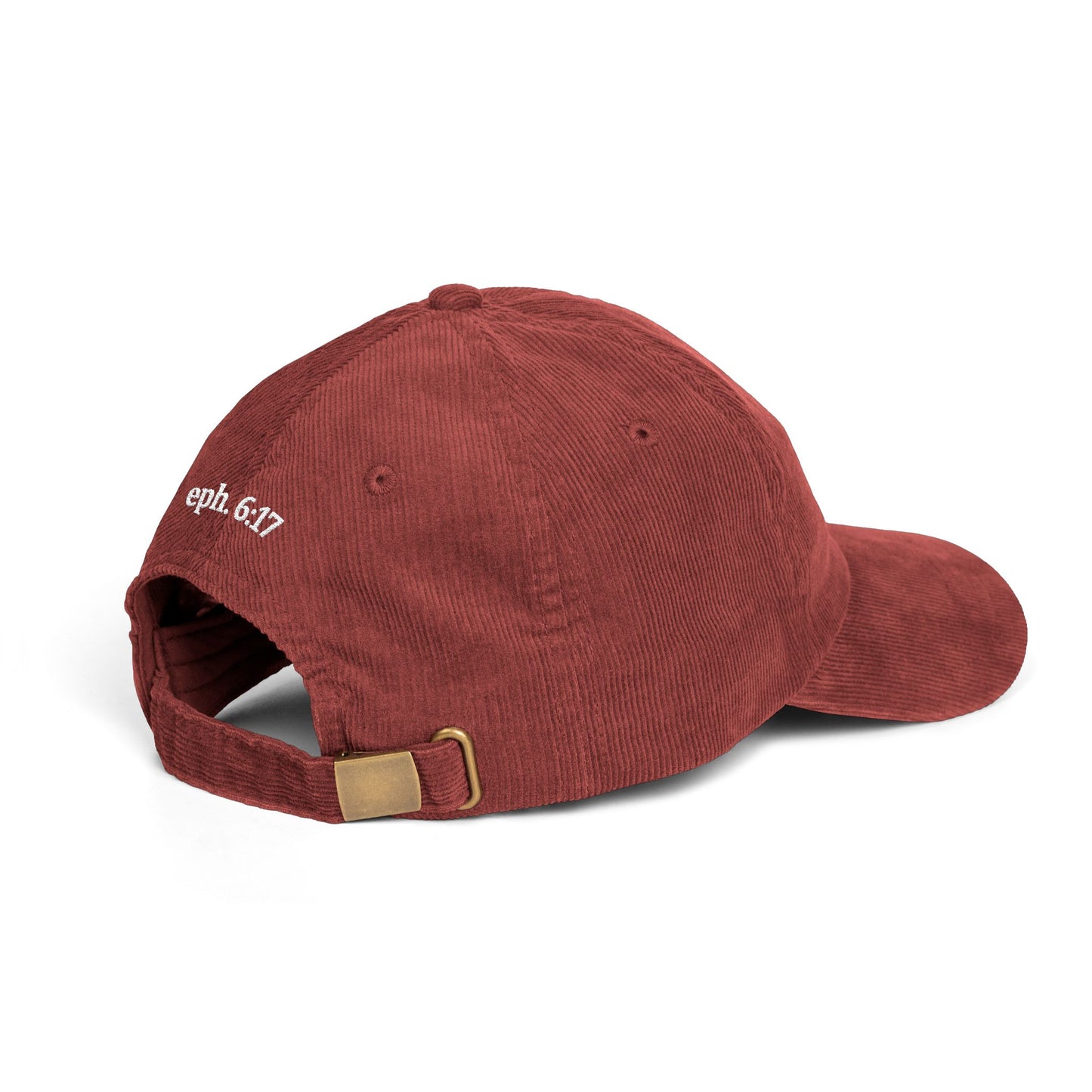 Saved By Grace Corduroy Cap — Embroidered Christian Baseball Hat (Eph. 6:17)