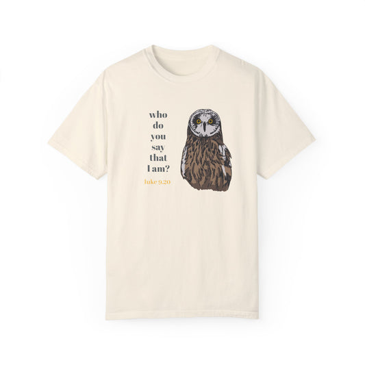 Pueo Who Do You Say That I Am - Owl T-shirt, Hawaiian Barn Owl Bird, Christian Faith Gift, Vintage Style Top, Religious Graphic Apparel