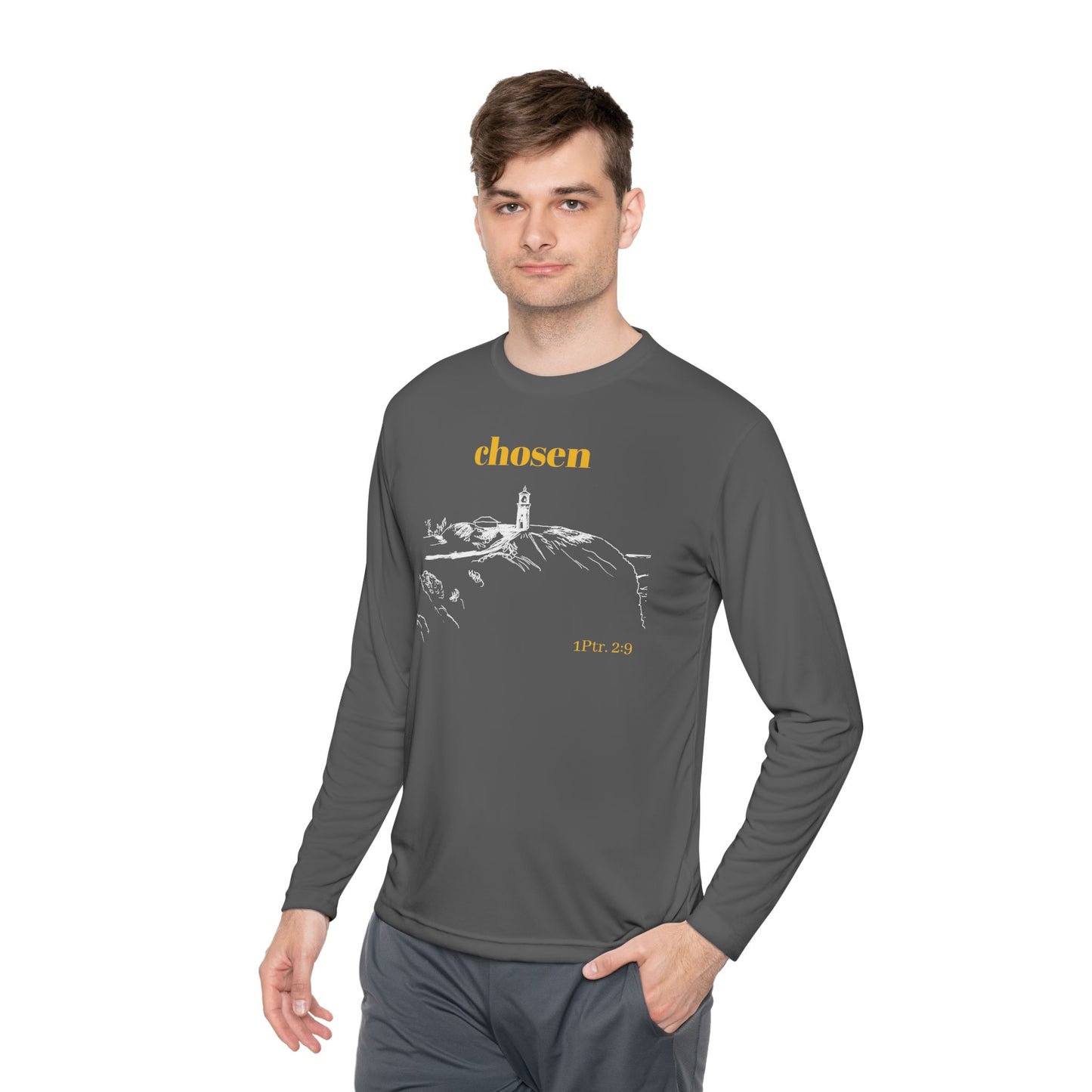 Chosen Lighthouse Longsleeve, Christian Shirt, Light of Faith Unisex Tee, 1 Peter 2:9 Verse Shirt, Comfort Layering Top, Religious Tee